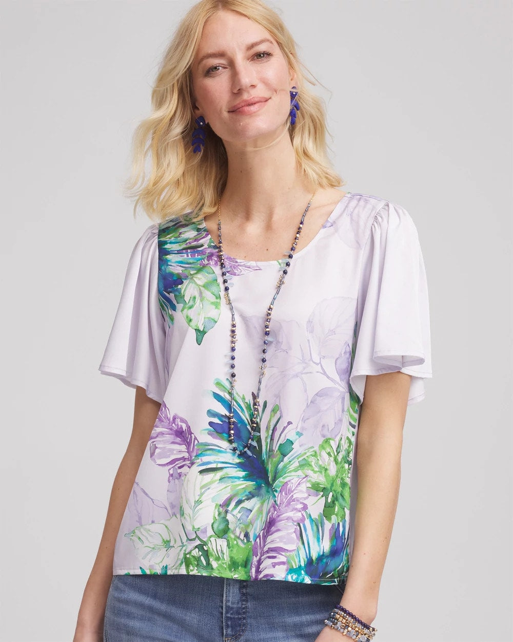 Chico's Discount - Flutter Sleeve Satin Top