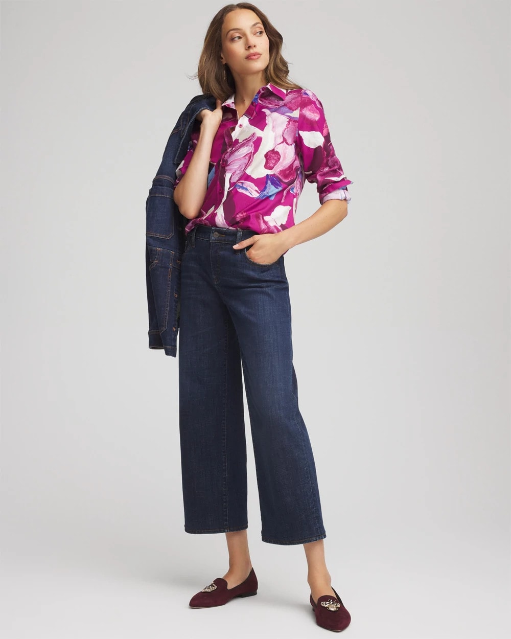 Chico's Outlet - No Iron™ Floral-Paint-Print Shirt