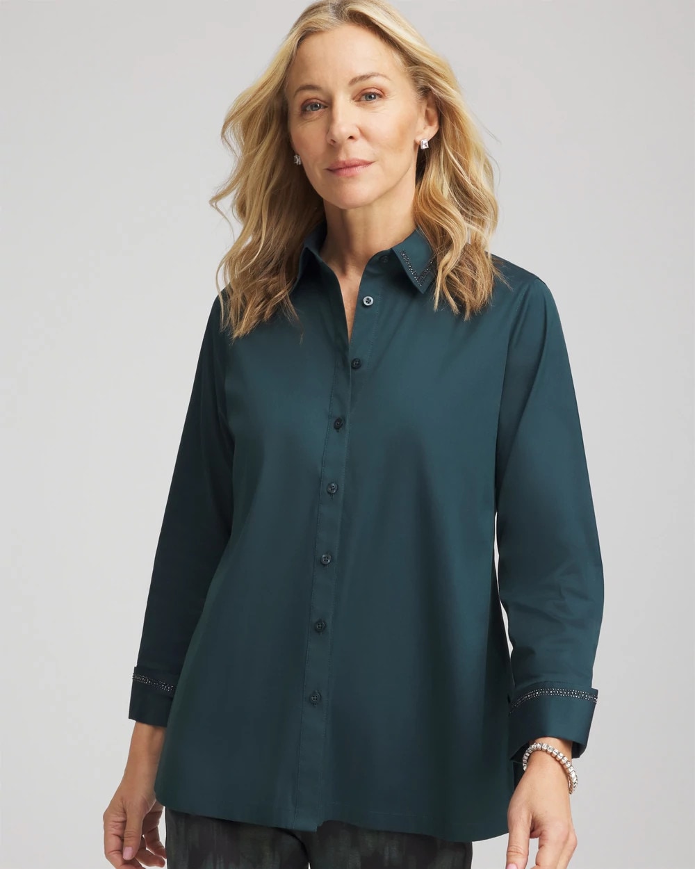 Chico's US - Rhinestone Embellished Poplin Tunic