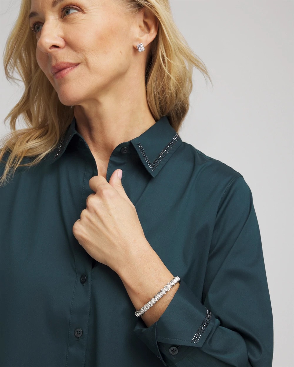 Chico's US - Rhinestone Embellished Poplin Tunic