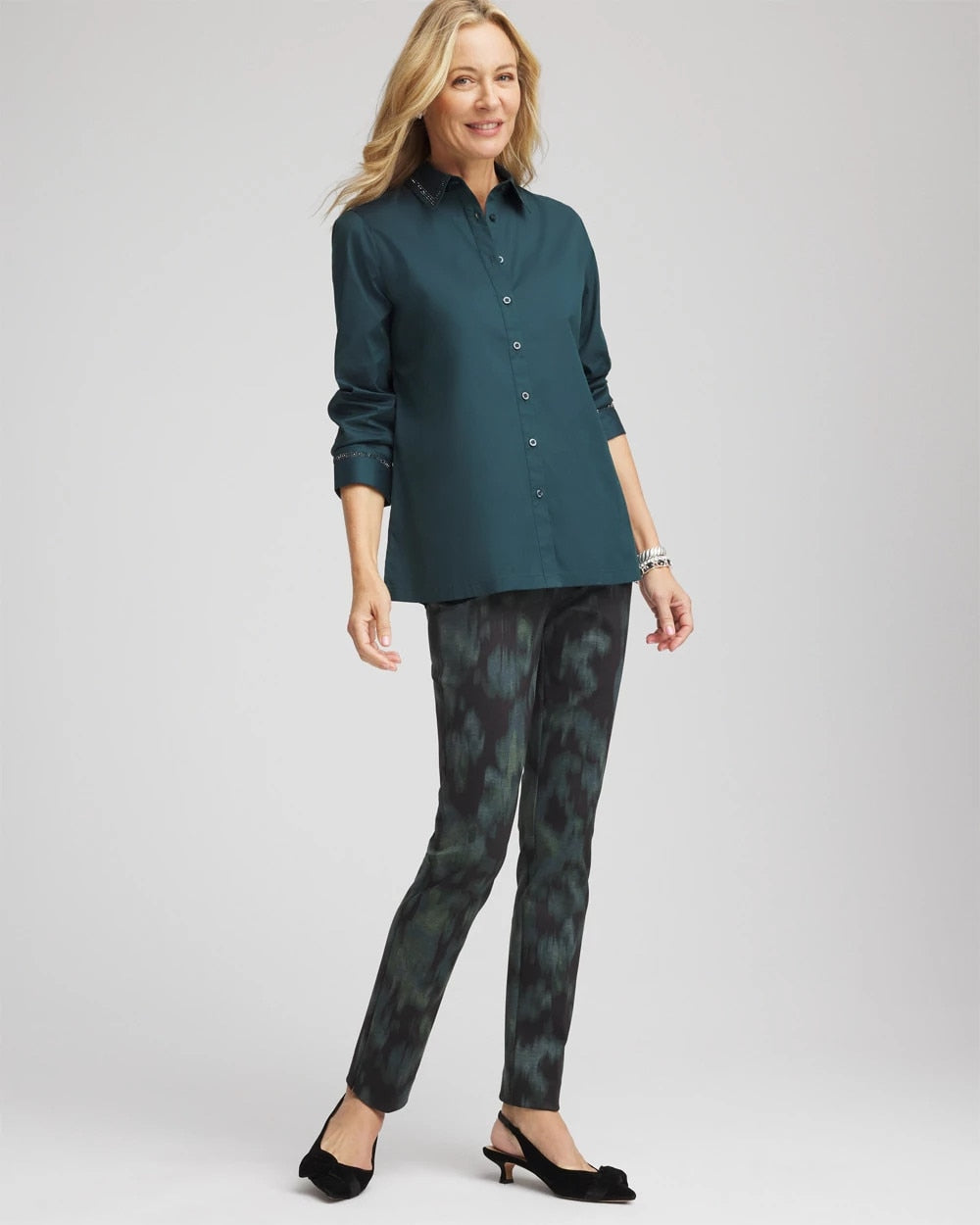 Chico's US - Rhinestone Embellished Poplin Tunic