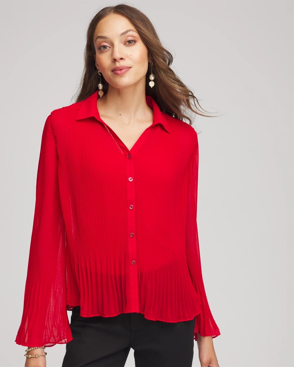 Chico's / Pleated Georgette Blouse