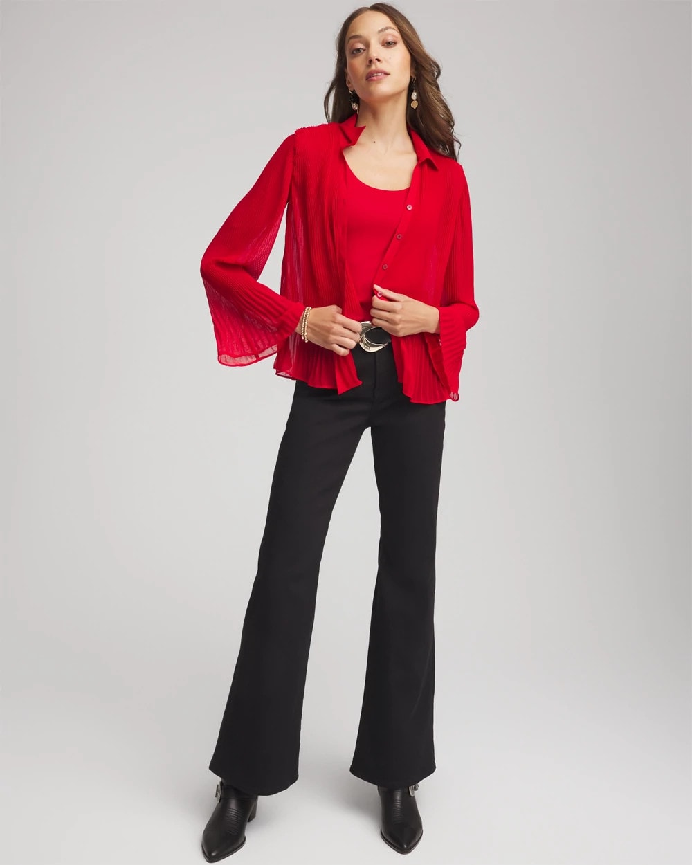 Chico's / Pleated Georgette Blouse