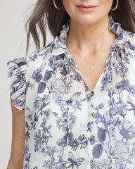 Chico's Butterfly Ruffle Collar Blouse