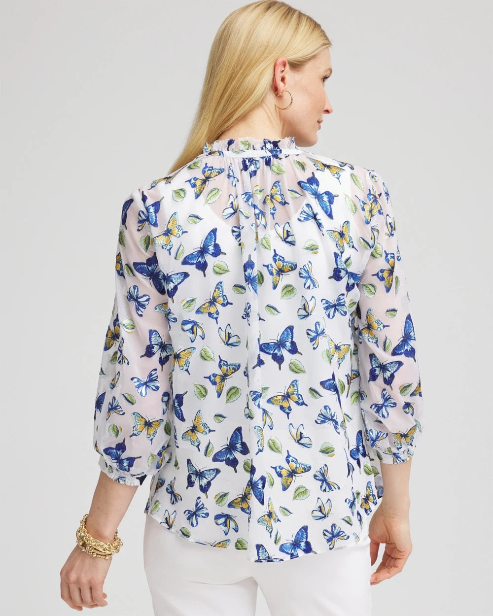 Chico's On Sale - Ruffle Collar Butterfly Burnout Blouse