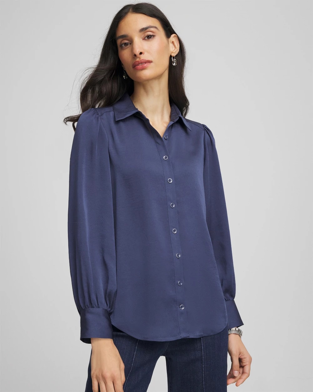 Chico's For Sale - Puff Sleeve Satin Blouse