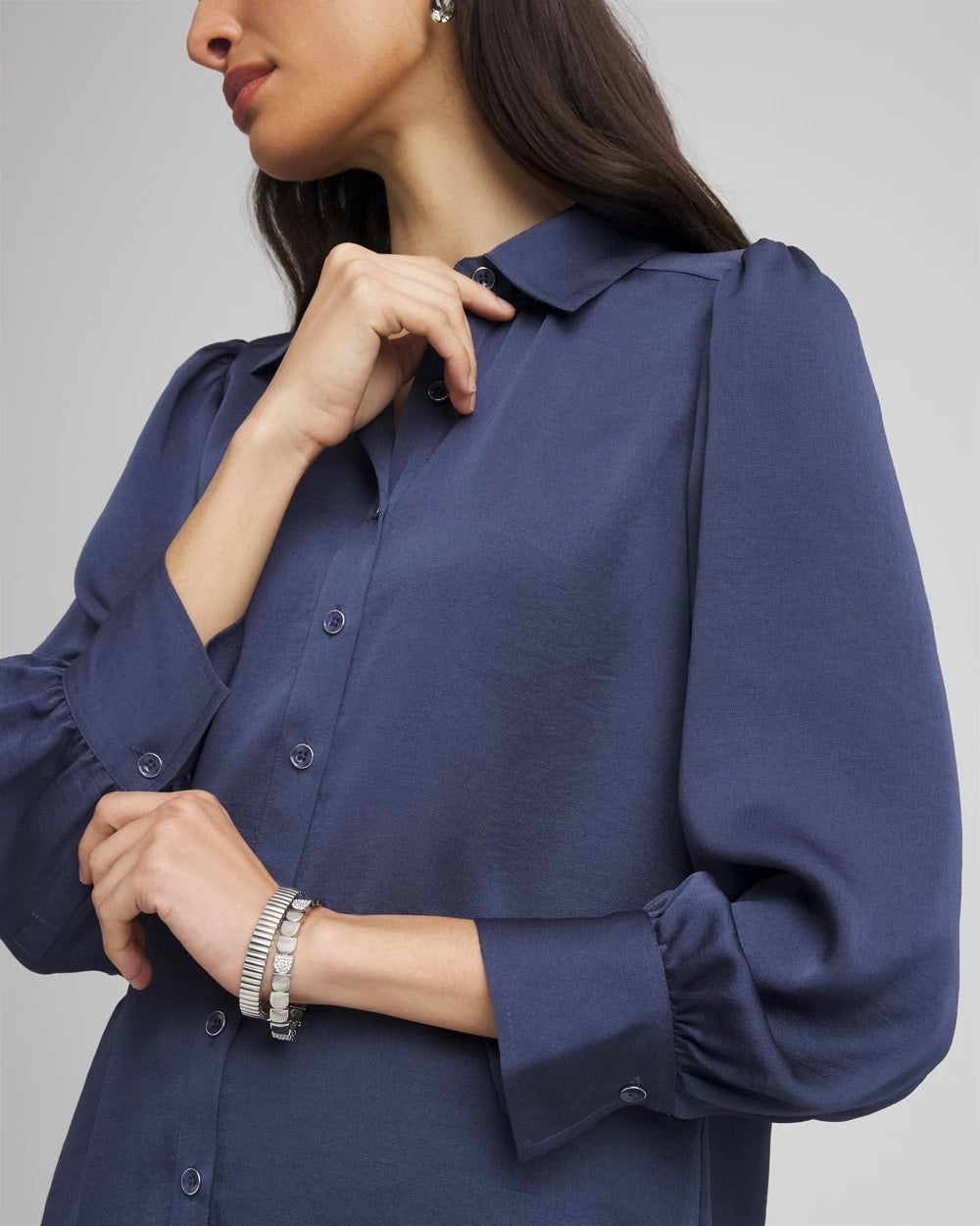 Chico's For Sale - Puff Sleeve Satin Blouse