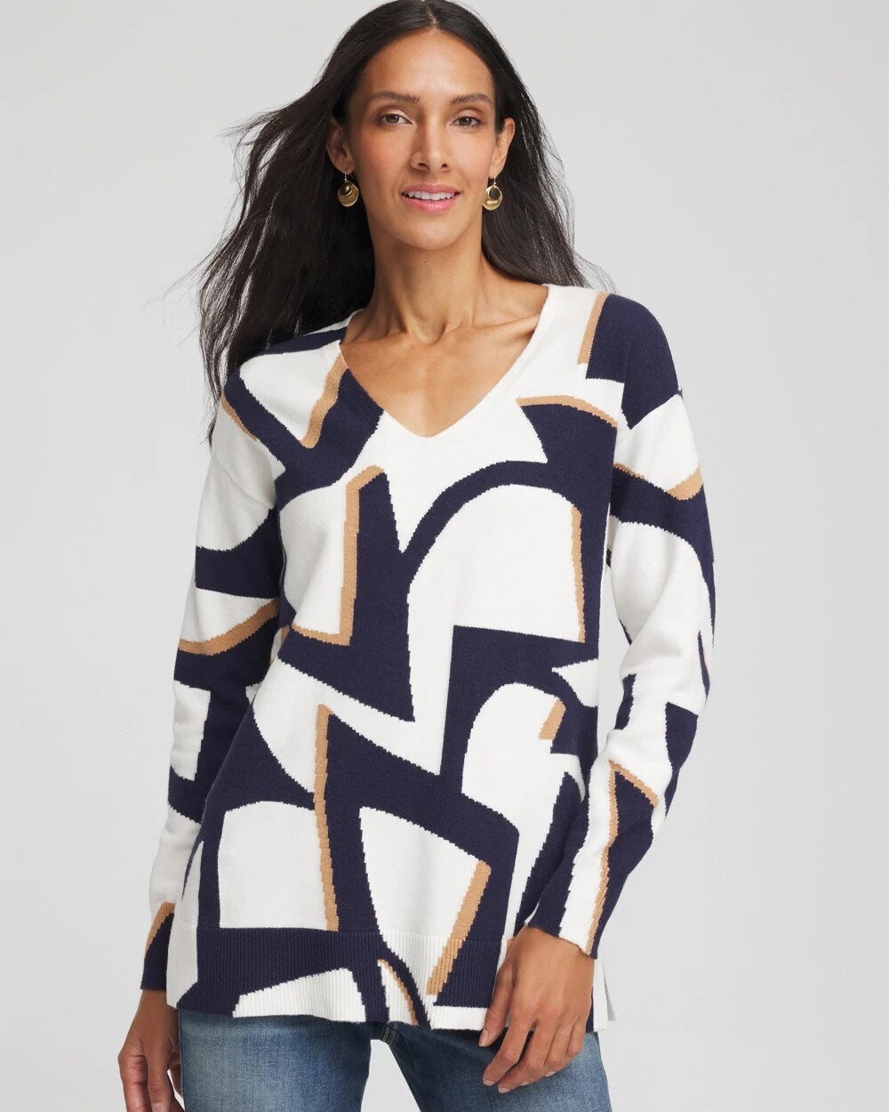 Chico's Online - Geo Intarsia V-Neck Tunic