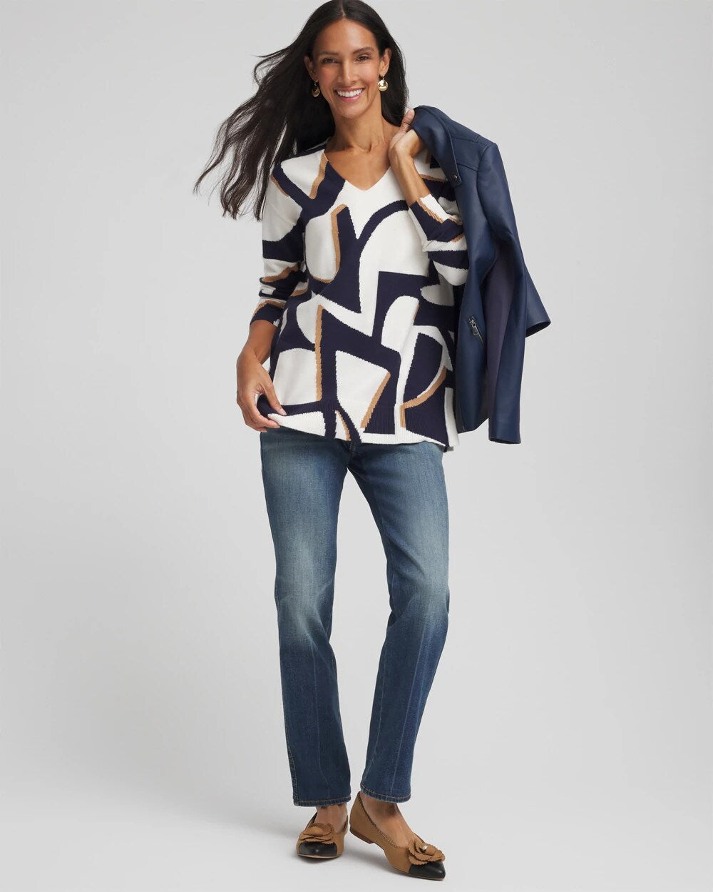 Chico's Online - Geo Intarsia V-Neck Tunic