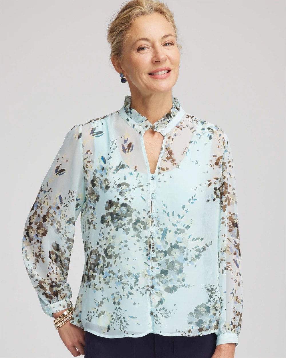 Chico's On Sale - Floral Georgette Peasant Blouse