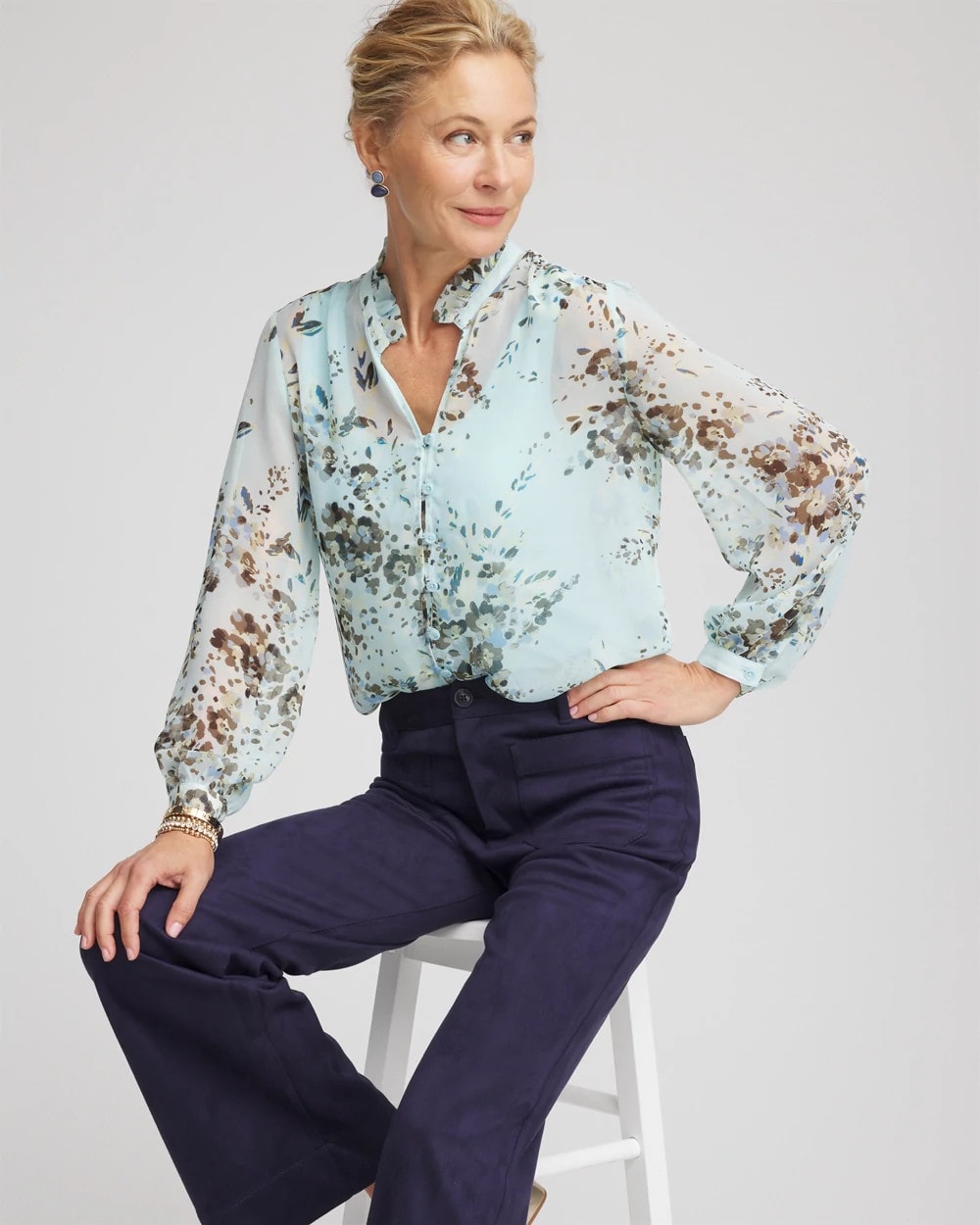 Chico's On Sale - Floral Georgette Peasant Blouse