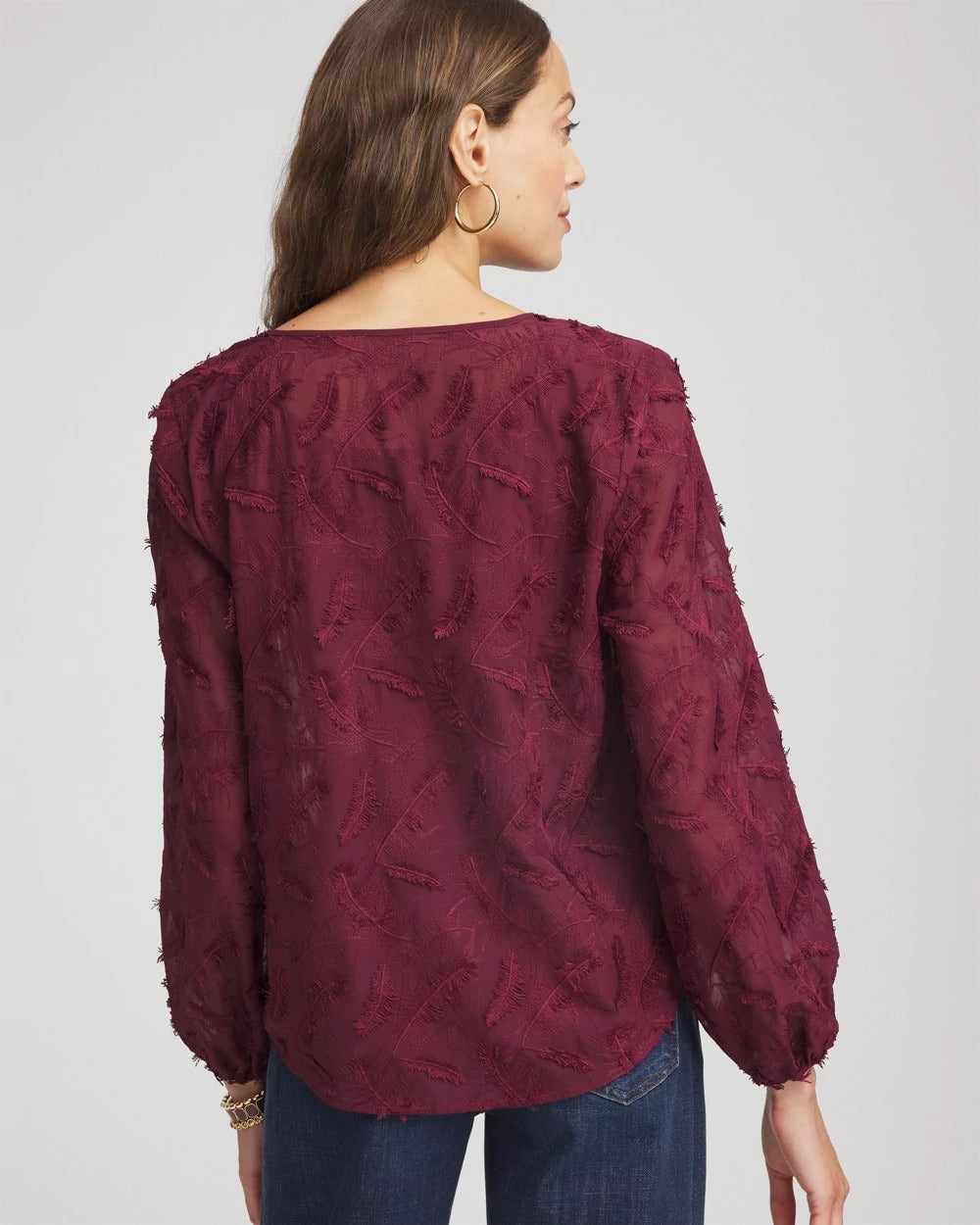 Chico's Outlet - Feathered Pullover Peasant Blouse