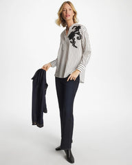 Chico's Discount - Striped Poplin Applique Tunic