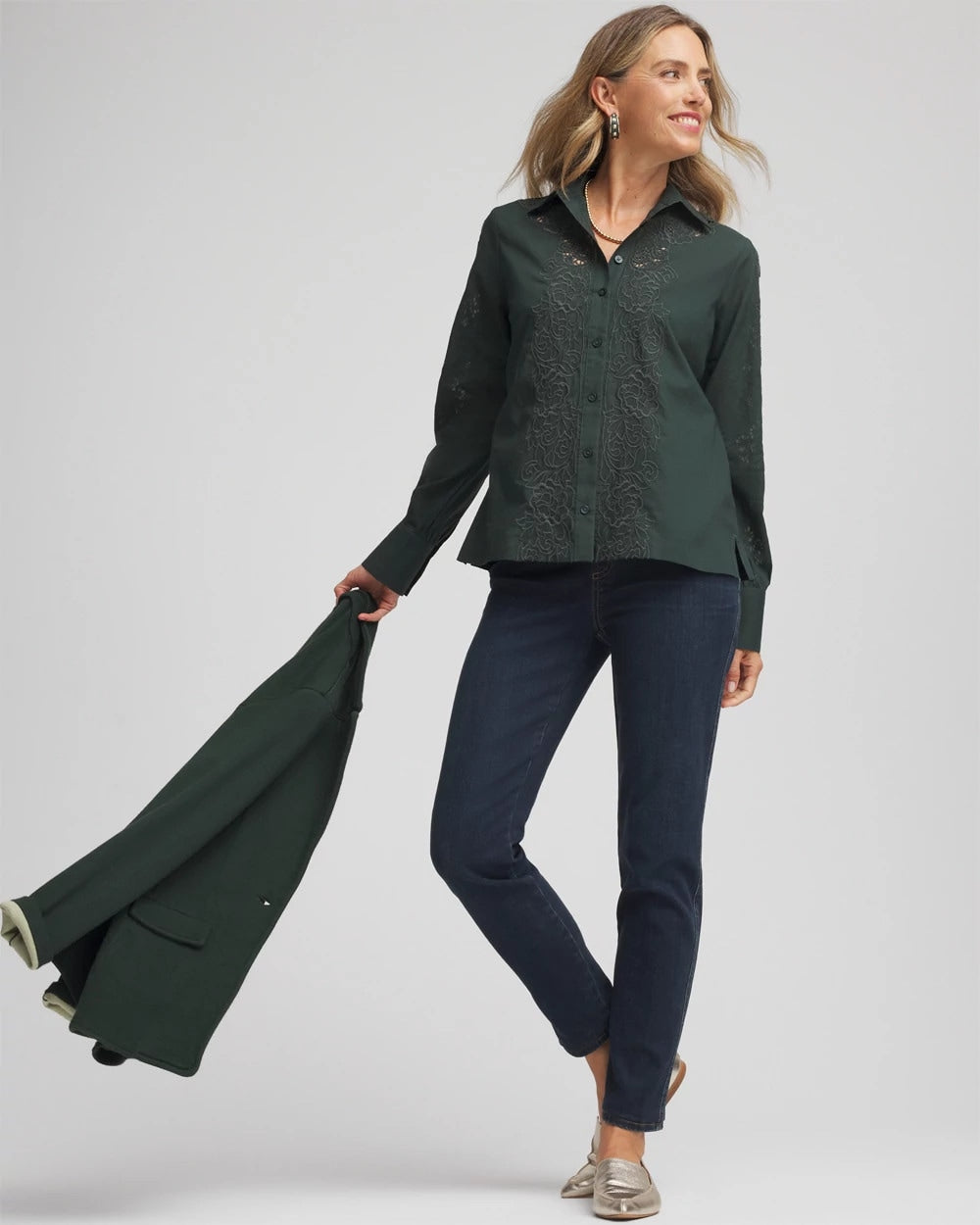 Chico's For Sale - Lace Cotton Voile Shirt
