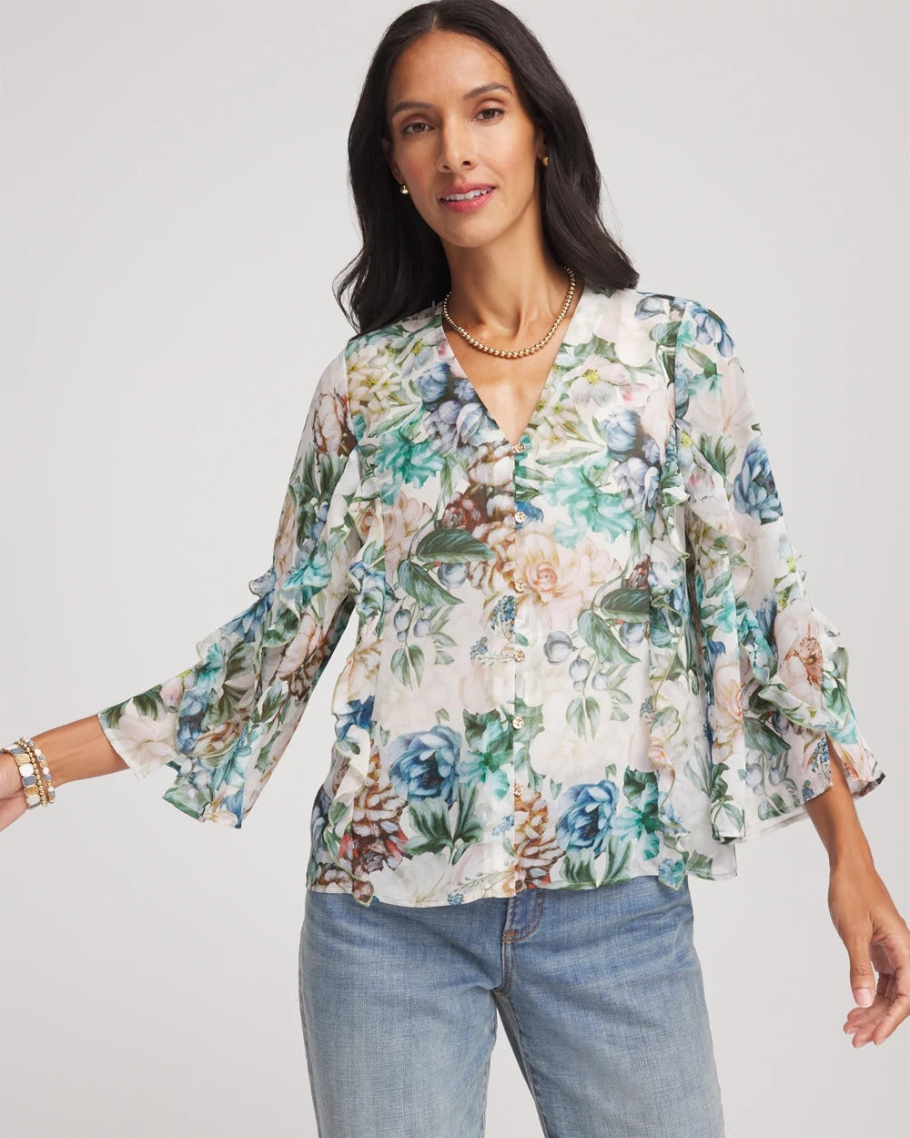 Chico's US - Georgette Ruffled V-Neck Blouse