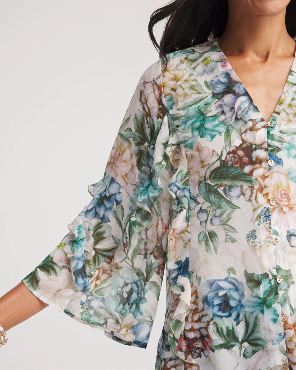 Chico's US - Georgette Ruffled V-Neck Blouse