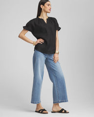Chico's Linen Flutter-Sleeve Popover Top