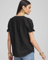 Chico's Linen Flutter-Sleeve Popover Top