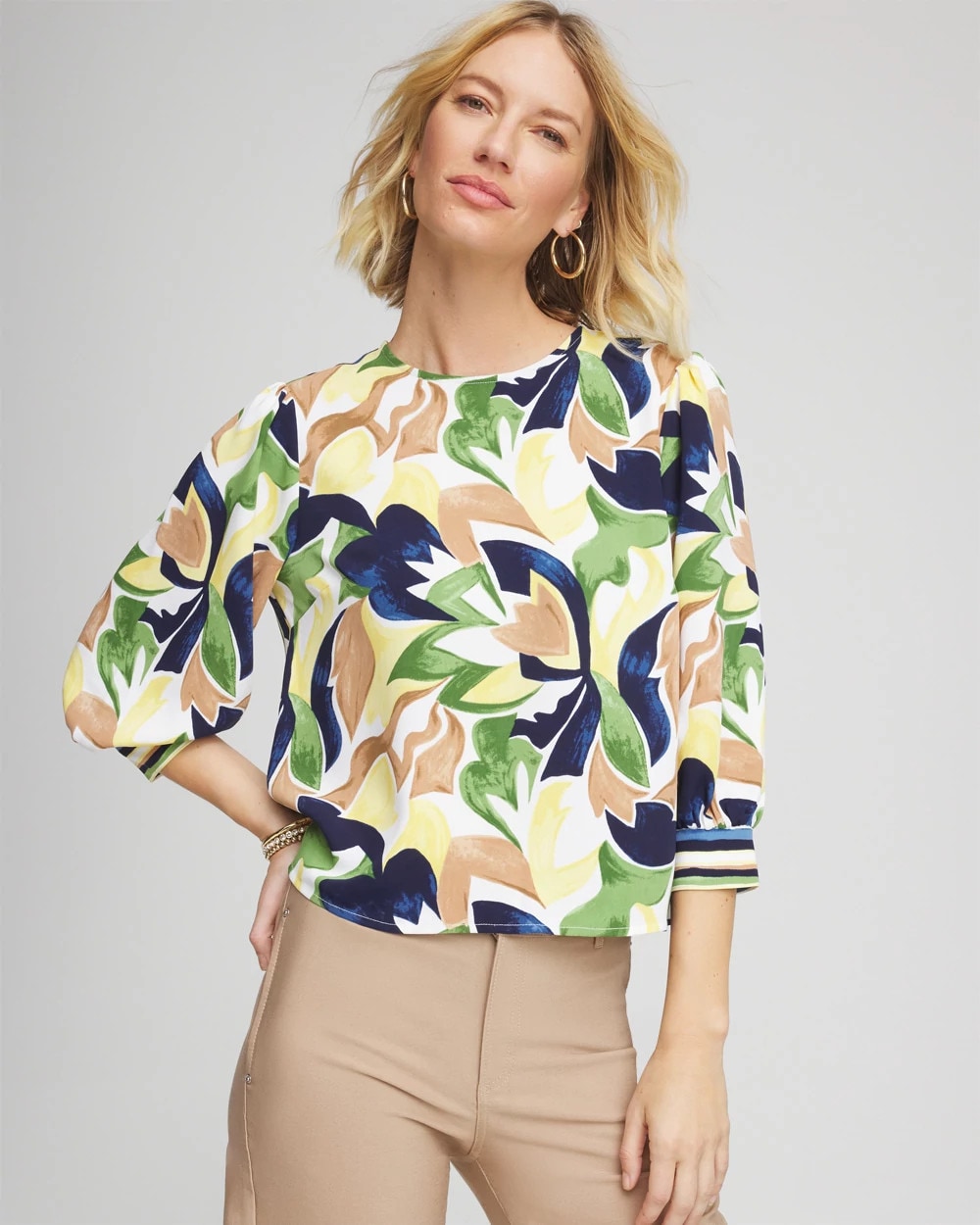 Chico's Sale - Mod Blooms Matte Satin Pullover