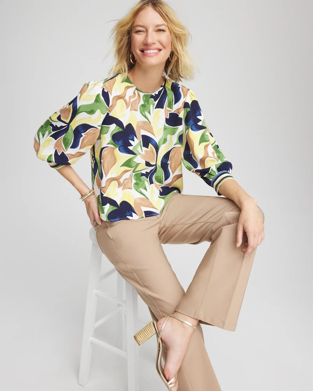 Chico's Sale - Mod Blooms Matte Satin Pullover