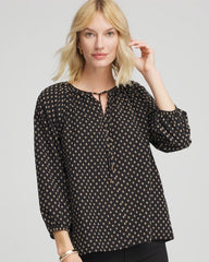 Chico's Discount - Floral Print Tie-Neck Top