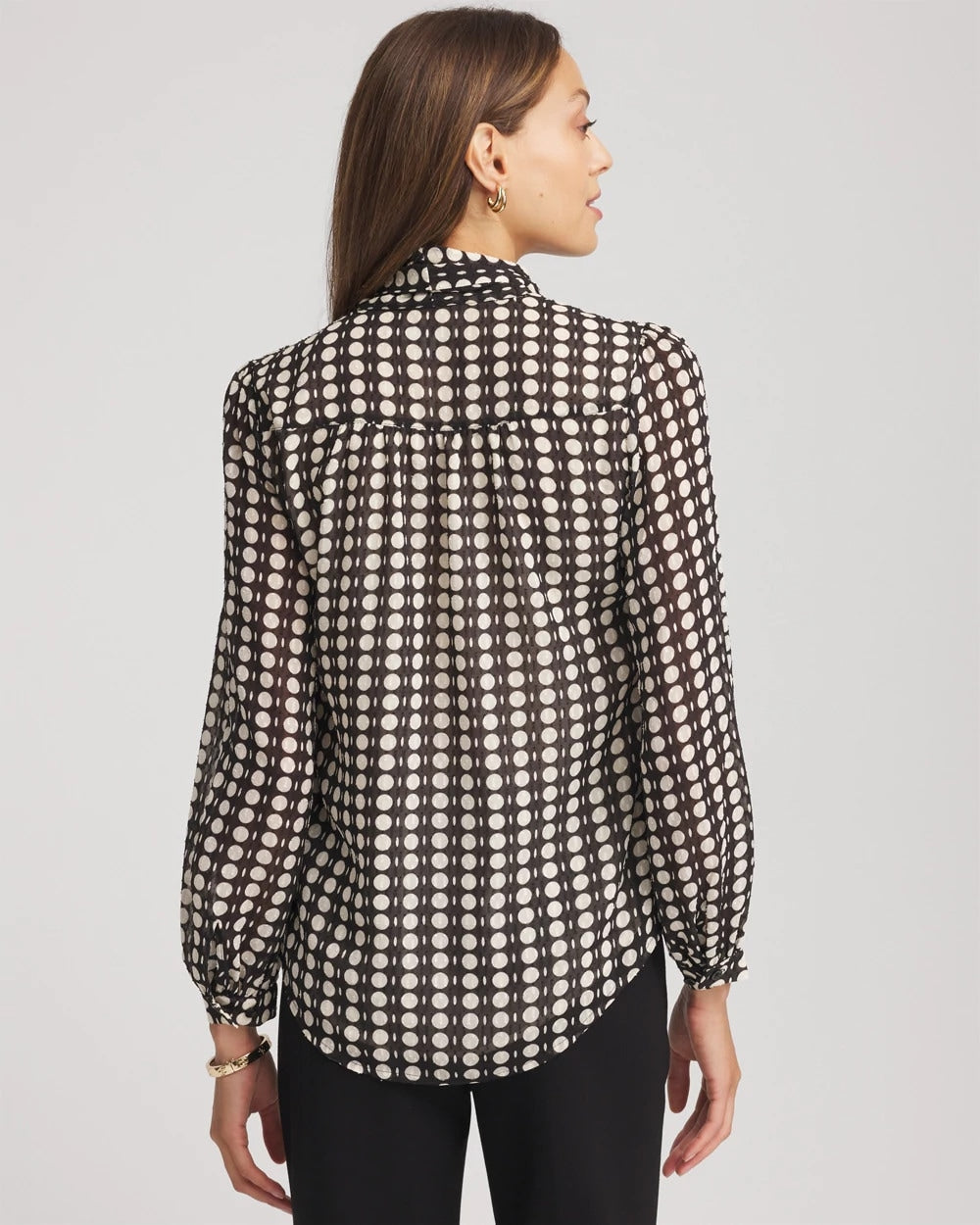 Chico's Sale - Clip-Dot Tie-Front Blouse