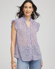 Chico's On Sale - Cheetah Print Ruffle-Collar Blouse