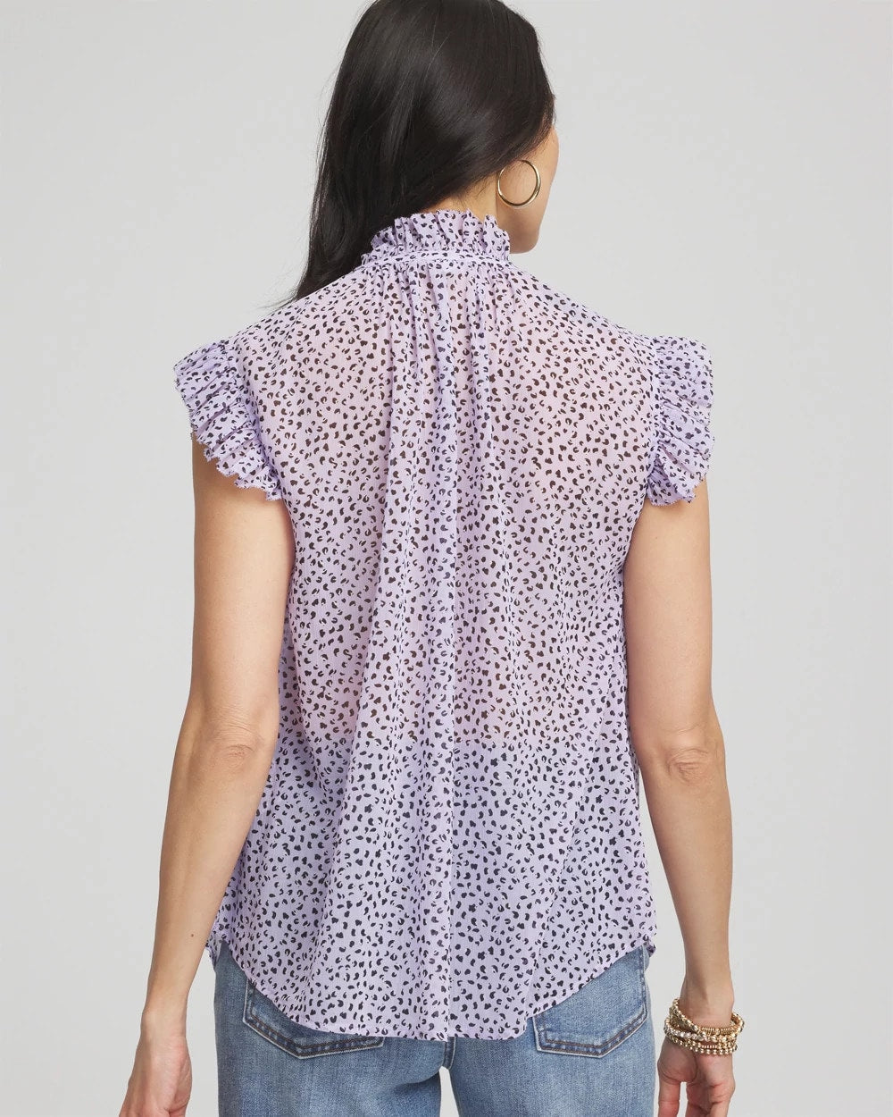 Chico's On Sale - Cheetah Print Ruffle-Collar Blouse