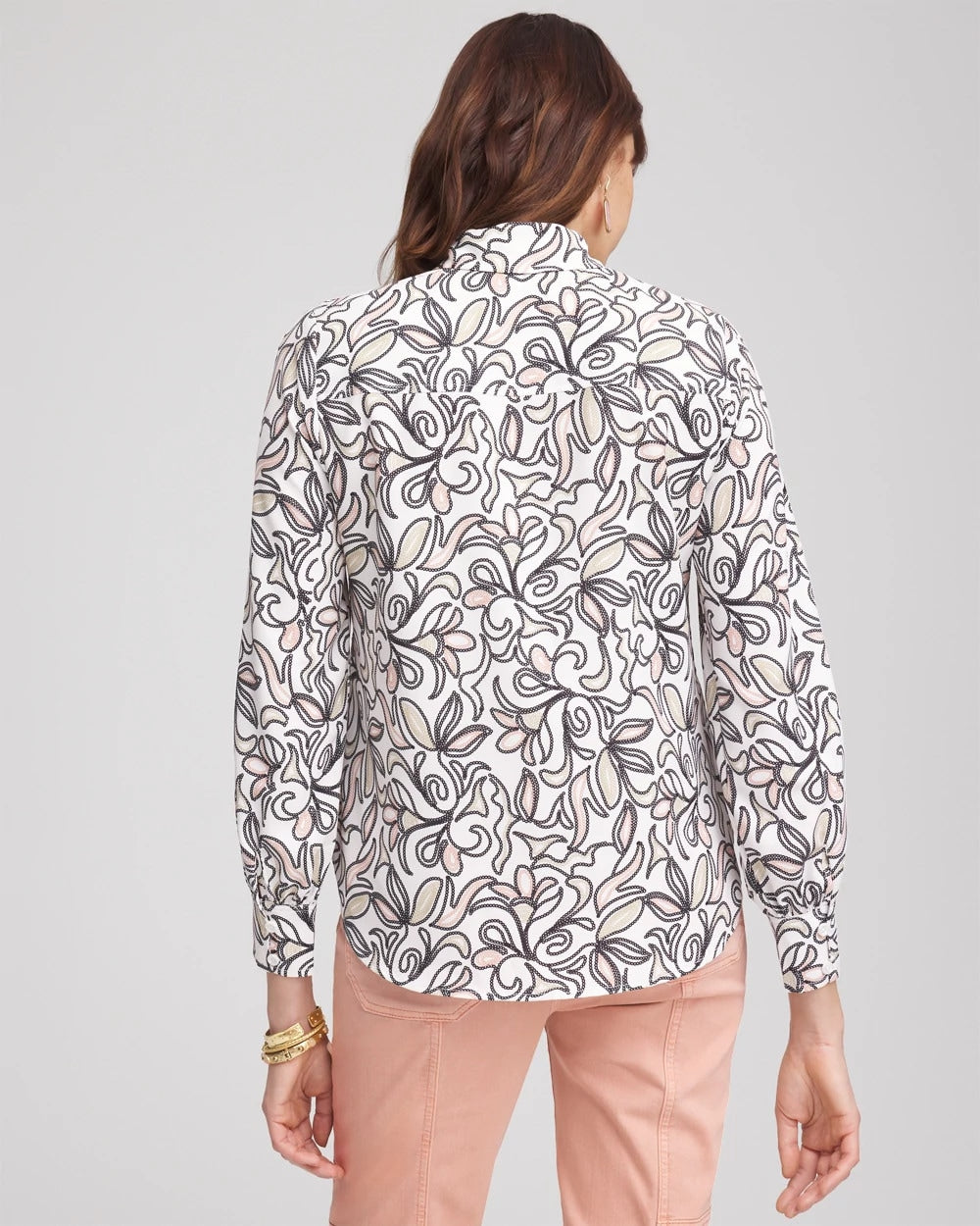 Chico's Outlet - Faux Silk Floral Collared Shirt
