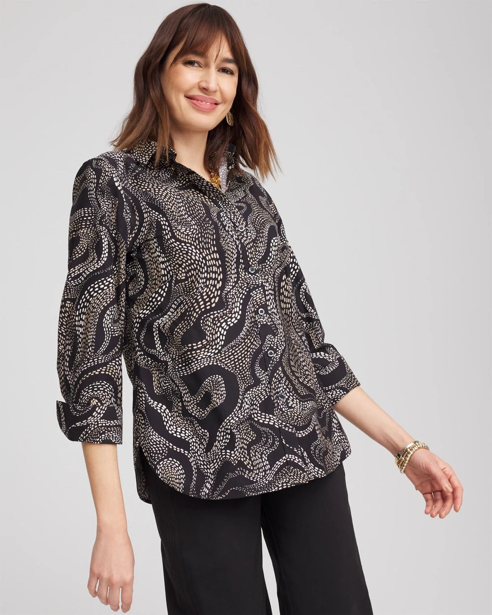 Chico's Online - No Iron™ Sateen Swirls Print Shirt