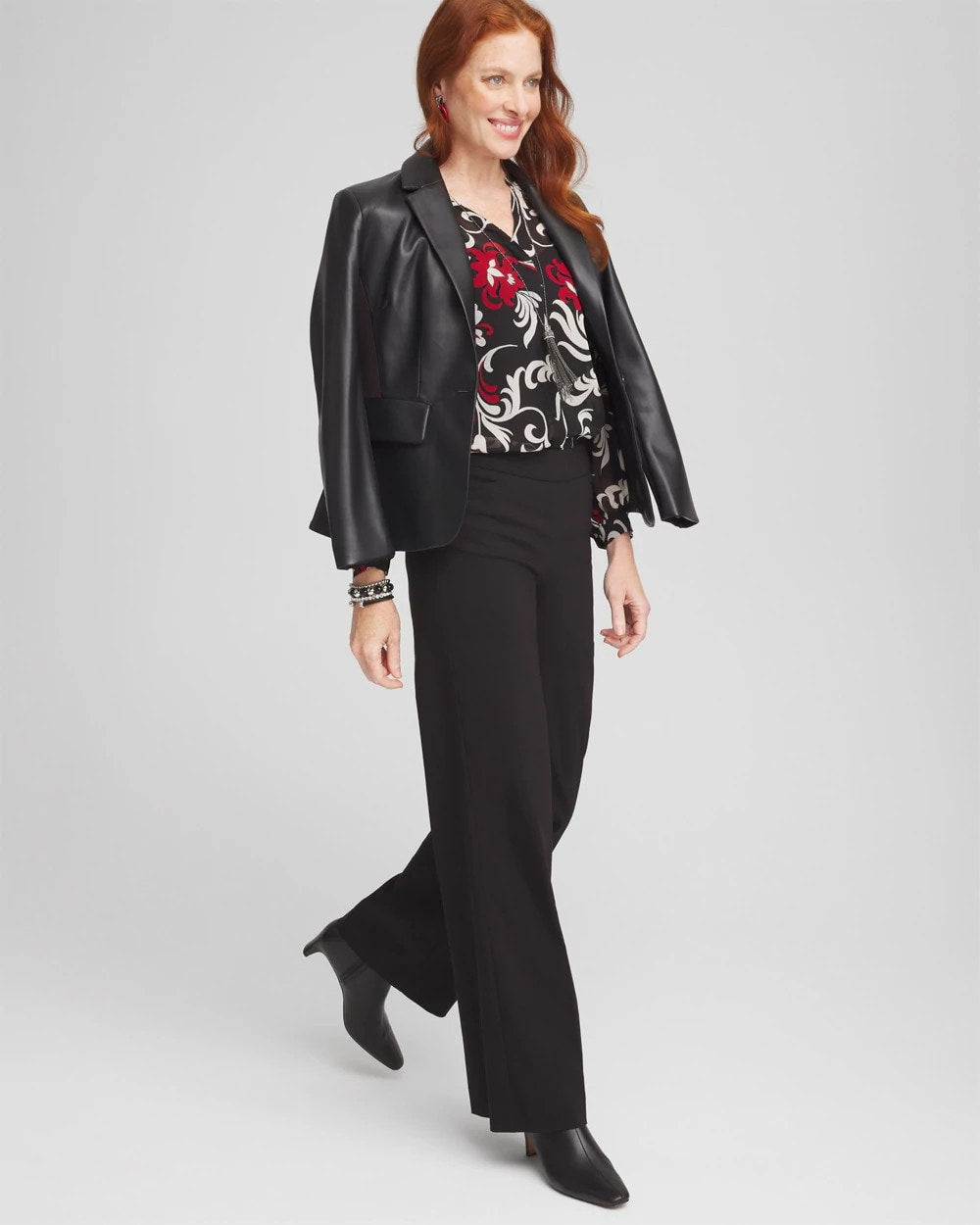 Chico's / Crinkle Chiffon Floral Blouse