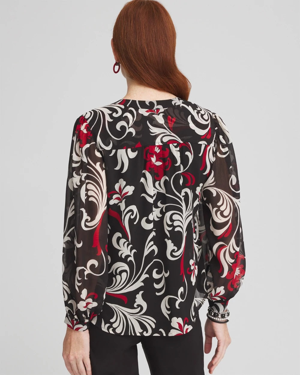 Chico's / Crinkle Chiffon Floral Blouse