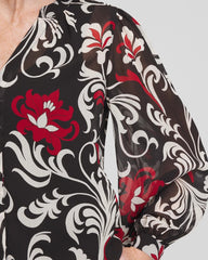 Chico's / Crinkle Chiffon Floral Blouse