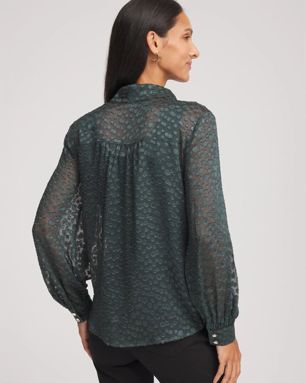 Chico's US - Clip-Dot Billow-Sleeve Blouse