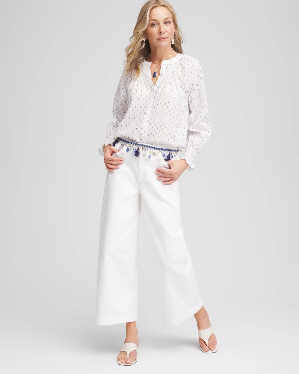 Chico's US - Smocked Split-neck Blouse