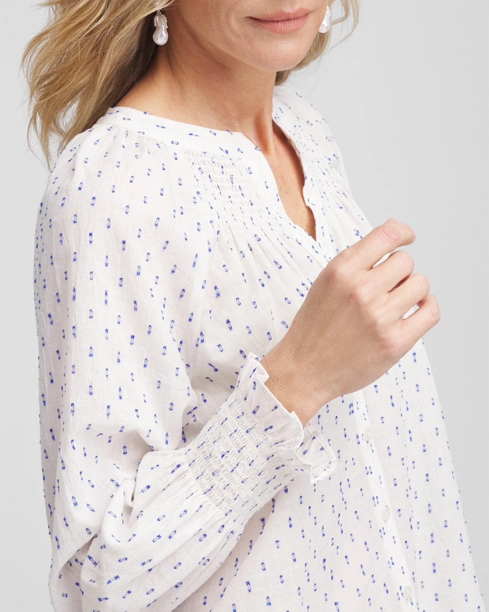 Chico's US - Smocked Split-neck Blouse