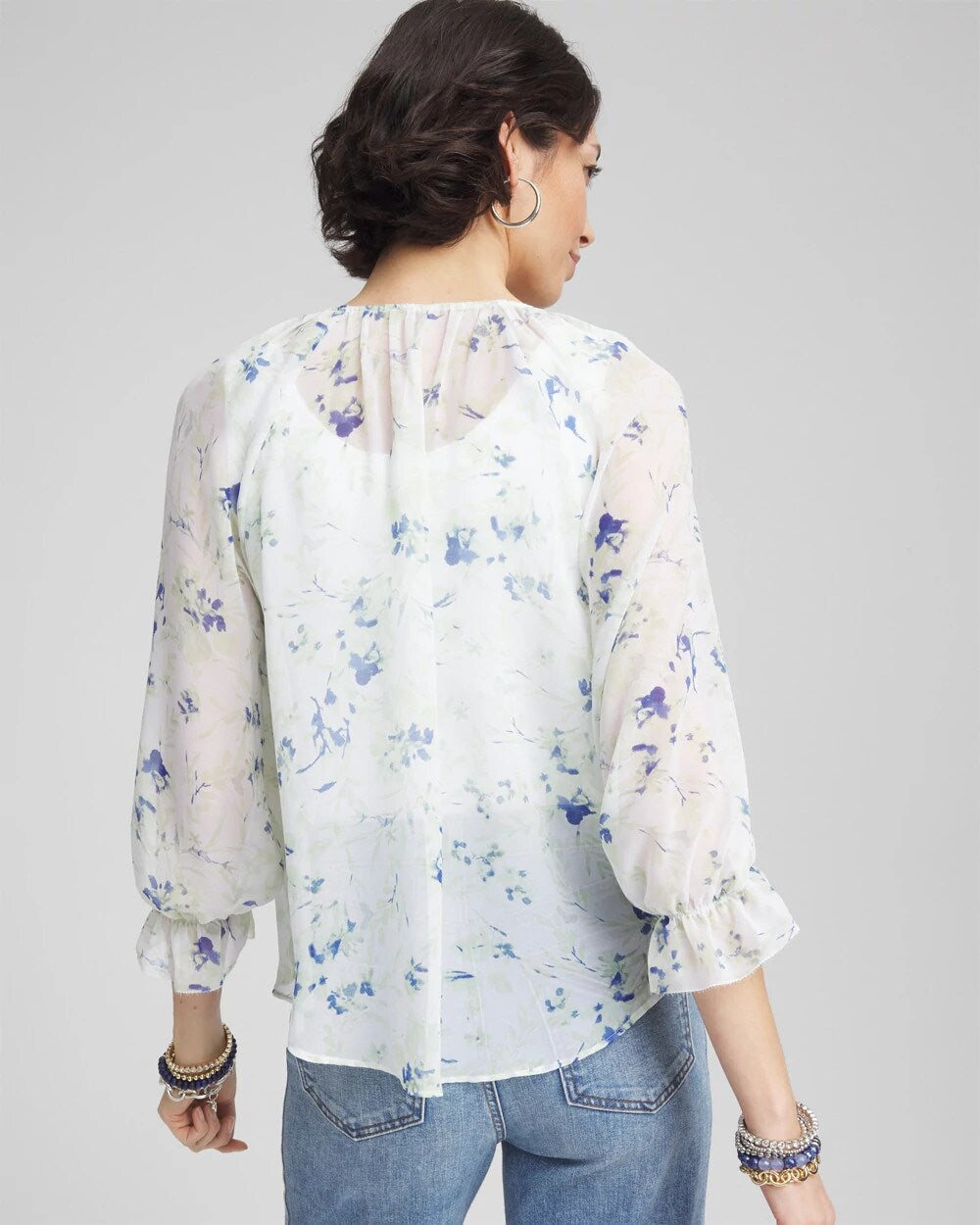 Chico's / Georgette Sheer Ruffle Blouse