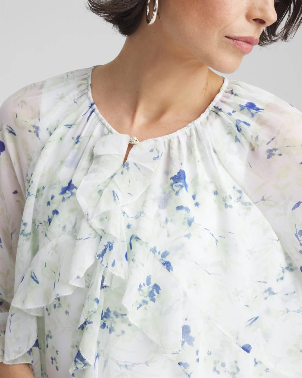 Chico's / Georgette Sheer Ruffle Blouse