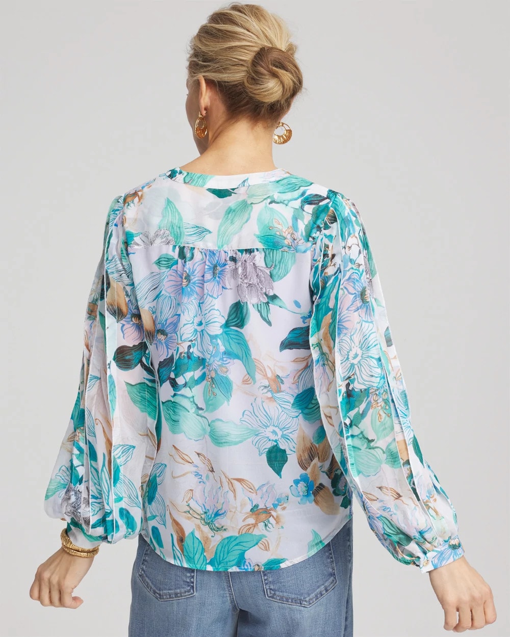 Chico's Sale - Georgette Billow Sleeved Blouse