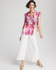 Chico's On Sale - Floral Ruffle Collar Blouse