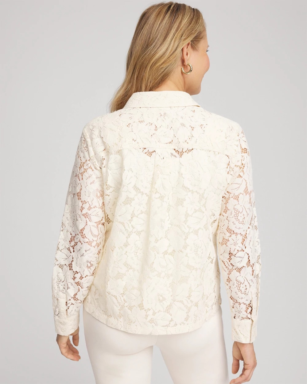 Chico's Outlet - Classic-Fit Collared Lace Shirt
