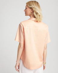 Chico's / No Iron™ Embroidered Floral Short-Sleeve Shirt