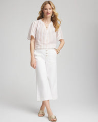 Chico's On Sale - Striped Linen Popover Shirt