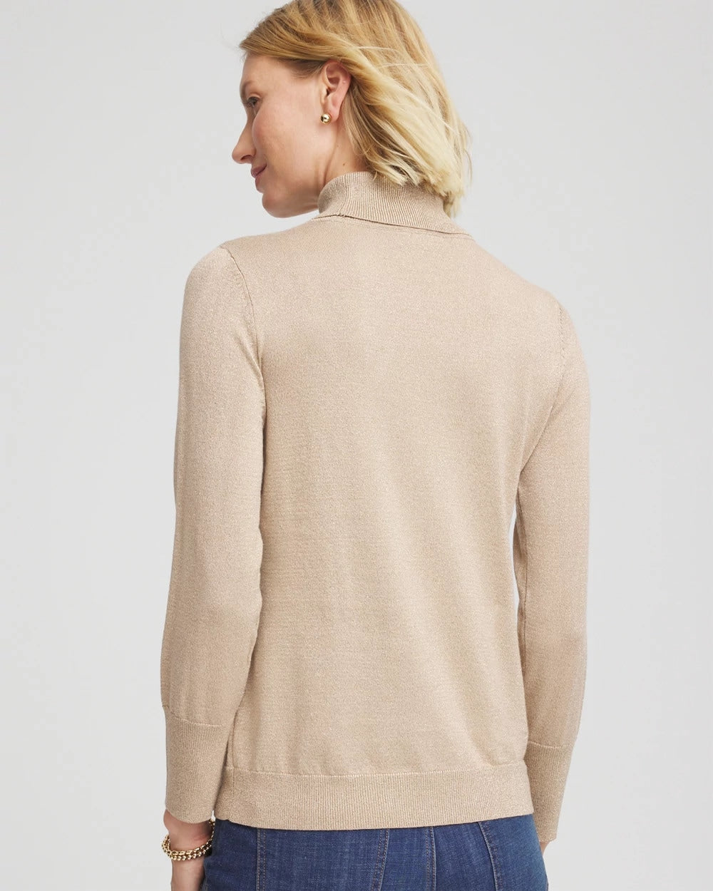 Chico's / Metallic Turtleneck Pullover Sweater