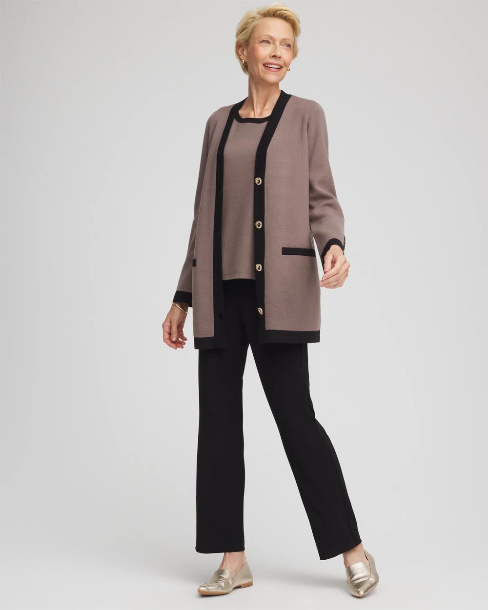 Chico's On Sale - Travelers™ Tipped Button-Down Cardigan