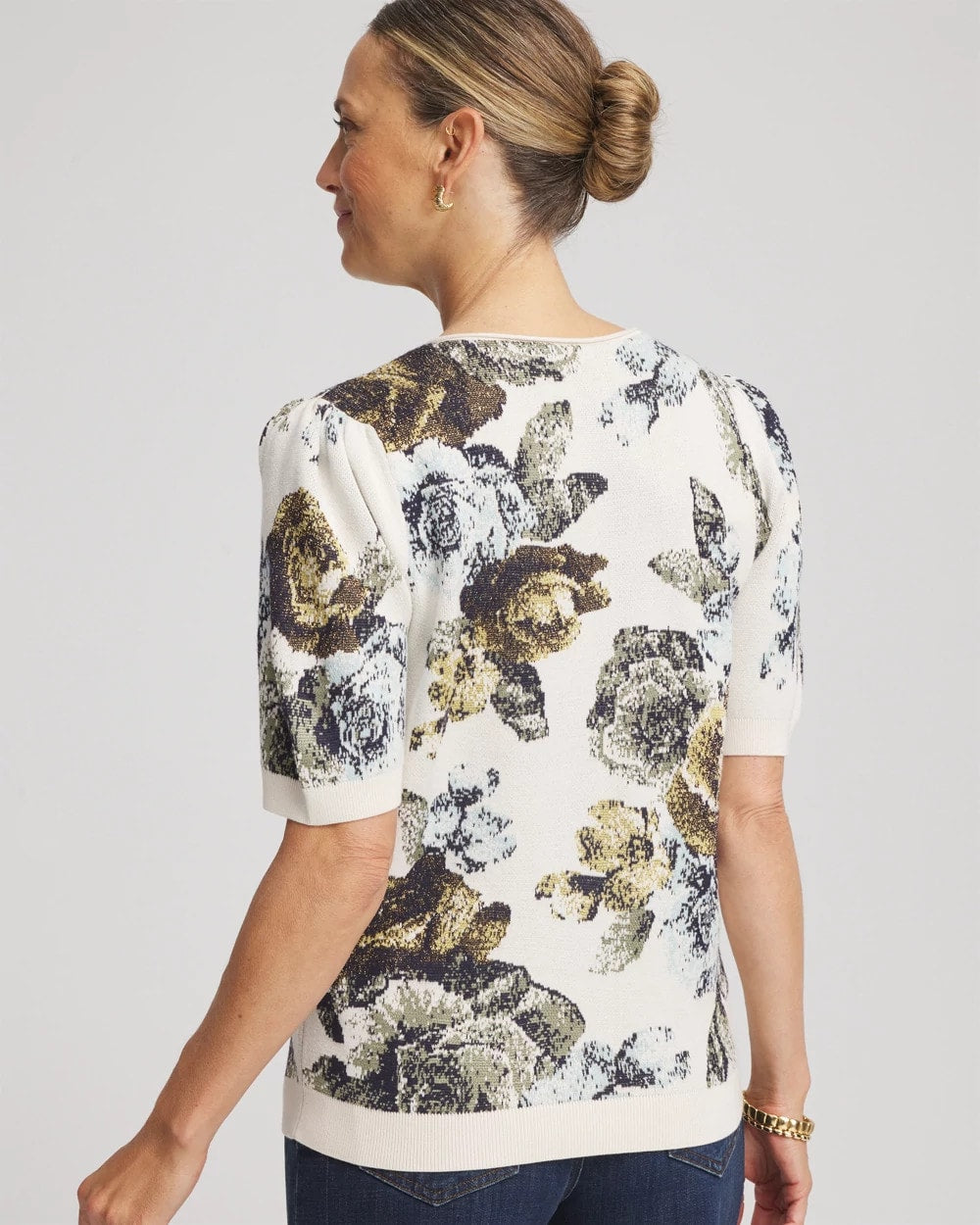 Chico's For Sale - Floral V-Neck Sweater Tee