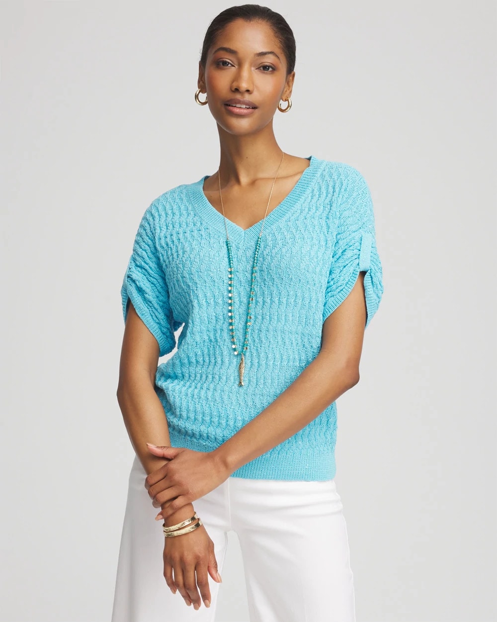 Chico's Online - Sequin V-Neck Pullover Sweater