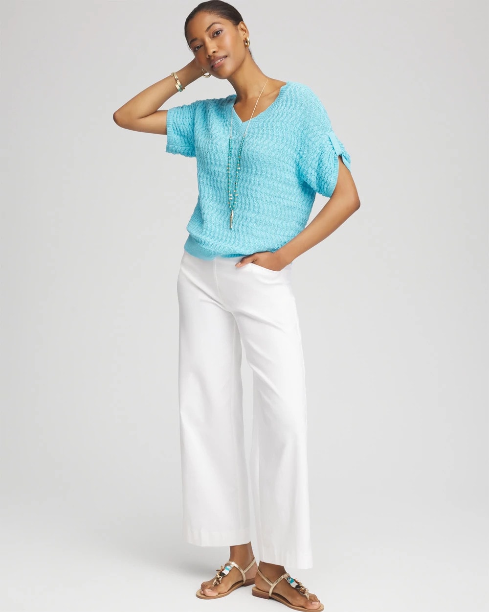 Chico's Online - Sequin V-Neck Pullover Sweater