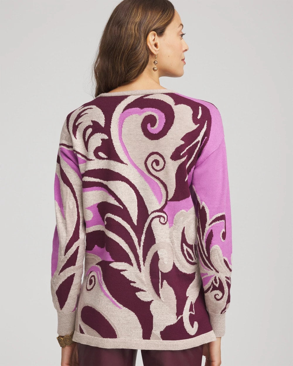 Chico's / Intarsia Knit V-Neck Pullover Sweater