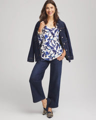 Chico's Discount - Ella V-Neck Blue-Petals Pullover Sweater